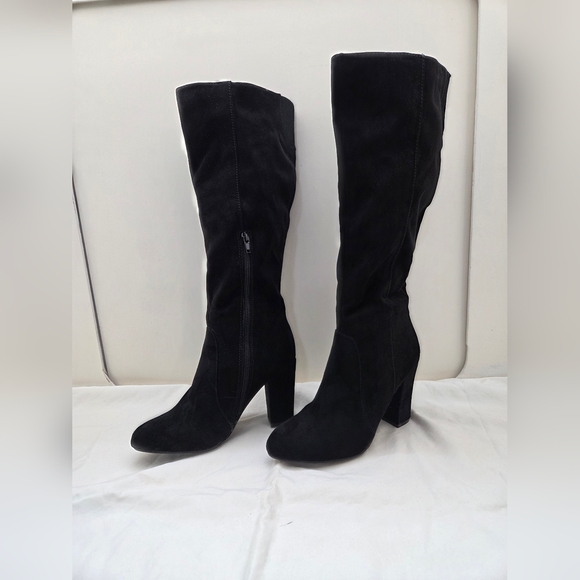 Black Knee-High Faux Suede Boots | 3” Block Heel | Size 6 - Picture 2 of 5